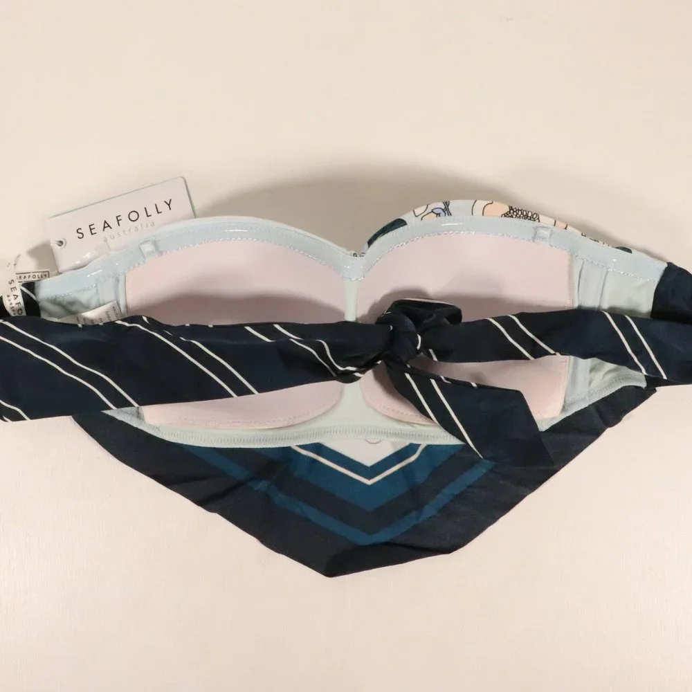 NWT Seafolly X Revolve Powder Blue Splendour Scarf Bandeau - Picture 6 of 10